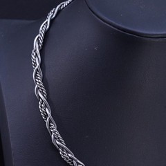 15”, Mexican sterling silver 925 woven braided cable choker collar necklace