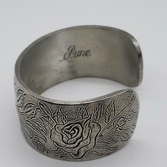 Salisbury Pewter Flower of the Month Rose Cuff Bracelet in box