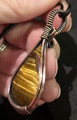 Tiger’s Eye ~ Handmade copper wire wrapped pendant 10f
