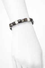 Handcrafted Guatemalan White Black Gray Trio Beaded Stretch Bracelet