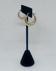 Gold Textured Hammered Gold Hoop Earrings (Tesoro Milano – Italy)