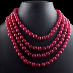 4 Strand Exclusive Red Ruby 1040.00 Cts Wonderful Necklace Jewelery VK 15 E638