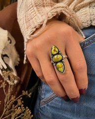 .925 Solid Sterling Silver Triple Stone Palamino Turquoise Adjustable Ring 5-9