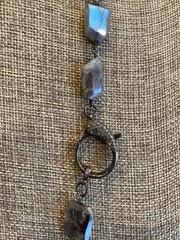 Handcrafted AB Labradorite Irregular Bead Necklace with Pave Hook Closure