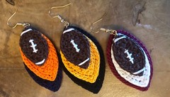 Crochet Football Earring; PICK YOUR COLORS
