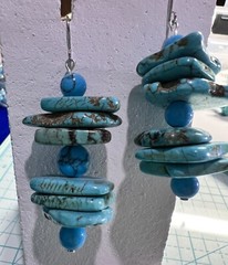 Jewelry Set Turquoise Beads wire-wrapped Agate Pendant Handmade