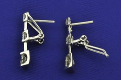 14k Solid White gold Natural Diamond dangling earring 1.30 ct 3 stone omega back