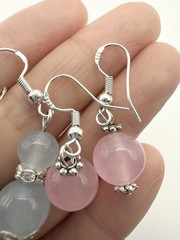 Handmade Sterling Silver Wire Gemstone Bead Earrings Set