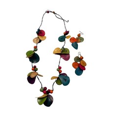 Tagua Colorful Nut Necklace Adjustable Handmade Boho Tropical Earrings Jewelry