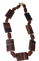 Amber Red Tigers Eye Stone Carnelian with Gold Tone Toggle Clasp 10.5″ Necklace