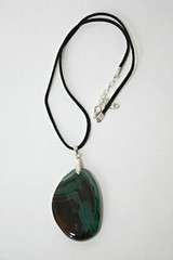 OOAK Unique Agate Pendant Necklace Green Brown Stone Statement Handmade Jewelry