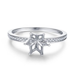 Round 6mm to 6.5mm Natural Diamonds Ring 14K White Gold Semi Mount Fine Jewelry