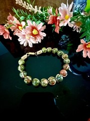 Handmade Gold Plated Wire Wrapped Bracelet with Beads