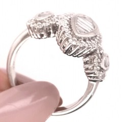 1.75ct Marquise Shaped Three-Stone Baguette & Round Brilliant Cut Diamond Ring