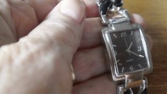 Watch bracelet, adjustable, stainless, black and grey watch face