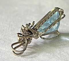 Artisan Blue Topaz Silver Tone Wire Wrapped Pendant