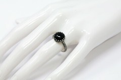 10mm Black Onyx Ring Symmetrical Flower Crown 925 Sterling Silver