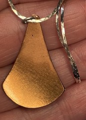 Copper Pendant Embellished Artisan Hand Crafted Floral Silver Tone Chain 16”