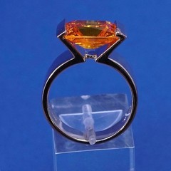 sz 9, vermeil gold over sterling silver handmade ring, modern 925 w/ crystal