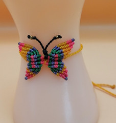 Multicolored Butterfly Macrame Woven Anklet