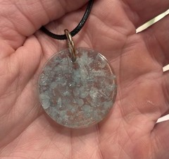 Handmade Aquamarine Pendant Healing Necklace W/black Cord Boho Spiritual Gift