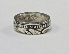 Coin ring «Handmade» from WALKING LIBERTY Silver Half Dollar in size 9-14