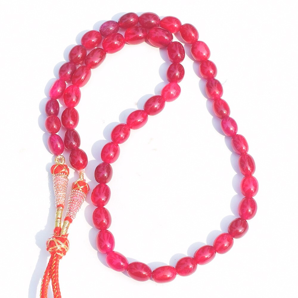 Wonderful 323 Cts Pink Ruby Beaded Oval Shape Awesome Necklace Jewelry AK 29E555