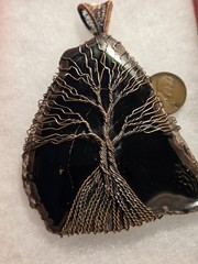 4 Inch Obsidian Tree Of Life Wrapped In Copper