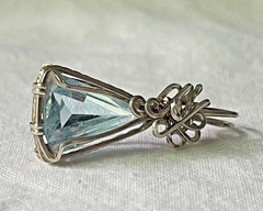 Artisan Blue Topaz Silver Tone Wire Wrapped Pendant