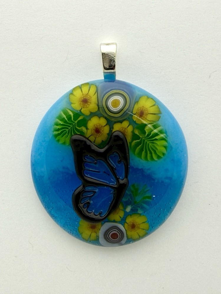 Art Glass Pendant Butterfly and Murrini