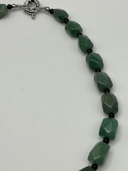 Green Aventurine Rough Faceted Chunk Bead Necklace Lobster Clasp 20″