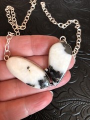 White Buffalo Turquoise Two Stone Modern Artisan Necklace 16”- 18″