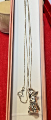 Vintage Silver Plated Adorable 3-D Bunny & Carrot &Chain With 21″L SS Box Chain