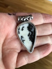 White Buffalo Turquoise Arrow Pendant Shadow Bezel 1.75″ Artisan Southwest