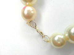 10 in pearl anklet yellow chunky handmade two tone with lobster claw stretch