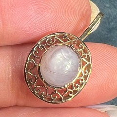 10k Gold Gray Lavender Star Sapphire Antique Filigree Pendant *Video* B