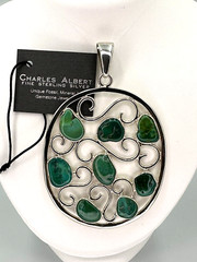 Sterling Silver Handmade Turquoise Pendant-(Charles Albert)-2.5 x 3.75 Inch