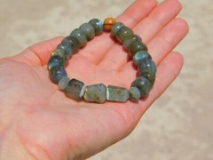 Labradorite Stretch Bracelet Stone of Magic Size 7.25 in High Quality Gemstone