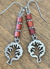 Rusty Brown and Silver Tree Earrings. Nature.