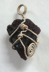 Unique Spessartite Garnet Pendant Sterling Silver 925 Hand wrapped