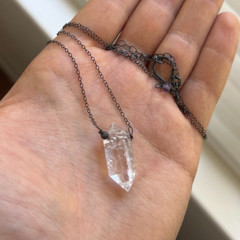 Quartz Crystal Sterling Silver Necklace Artisan Handmade Double Terminated Point