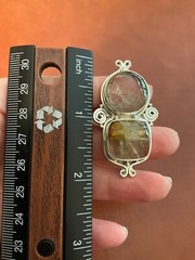 Huge Handcrafted Sterling Silver Rutilated Quartz Ring Size 9 Heavy 20.3 Grams