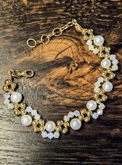 Delicate White Opal AB & Genuine Freshwater Pearl In Handwoven Elegant Bracelet