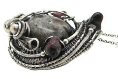 UV-Fluorescent, Yooperlite (Sodalite) Pendant, with Ruby Zoisite in Sterling Sil