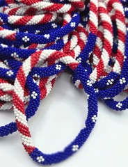 24 PCS WHOLESALE NEPAL Glass Seed Bead American Flag Beaded Crochet Bracelets