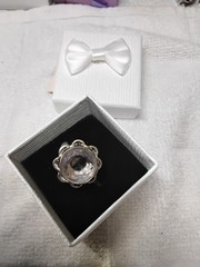 Rose Quartz Ring. Set In Tarnish-Resistant Rhodium Plated Mounting. Size 9.5