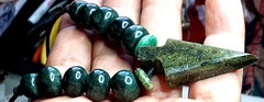 Arrowhead Serpentine with Guatemala Jade handmade necklace, hand braided.