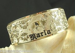 26MM 14K YELLOW GOLD HAWAIIAN CUSTOM HAND ENGRAVED PERSONALIZED BANGLE 6.5-9.0