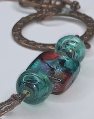 OOAK Artisan Copper Wire Bird’s Nest Robin’s Egg Wooden Log Art Glass Necklace