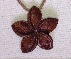 Koa Wood Hawaiian Plumeria Necklace Adjustable Cord Wedding Luau Beach Fashion